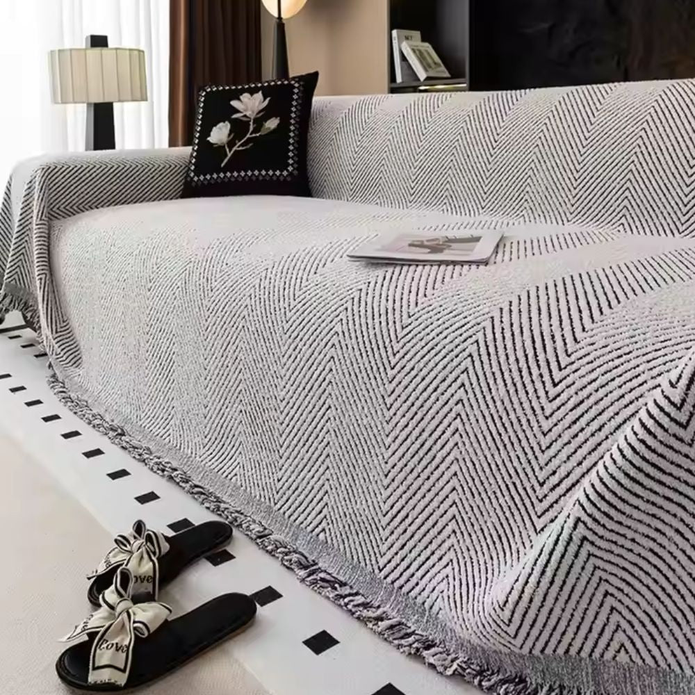 Herringbone pattern anti-slip sofa cover slipcover by BROKLEN – view 7