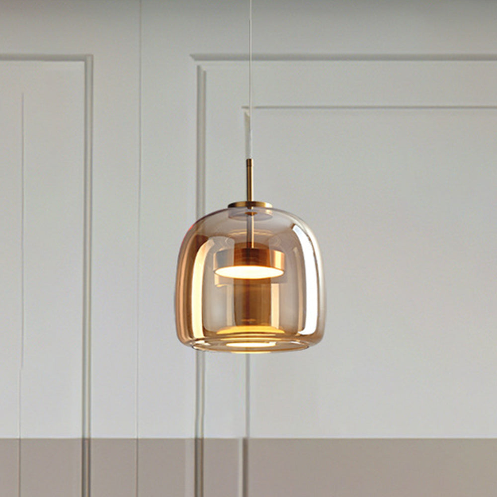 Modern glass pendant light with brass details by BROKLEN – view 5