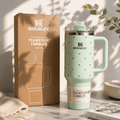 Mint Green Polka Dot 40oz Tumbler - mint polka dot tumbler with straw