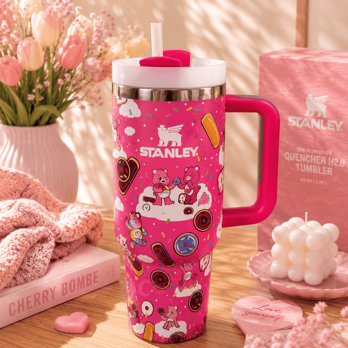 Sweet Treats Pink Insulated Tumbler - 40oz pink candy design tumbler