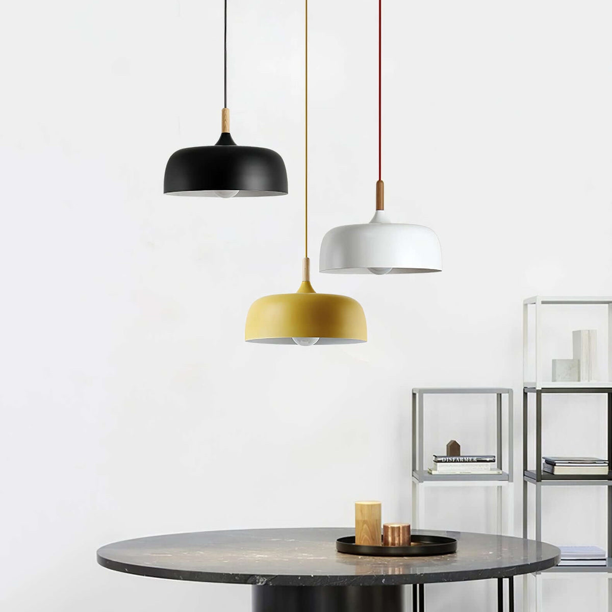 Nordic metal pendant light with wood detail by BROKLEN – view 15