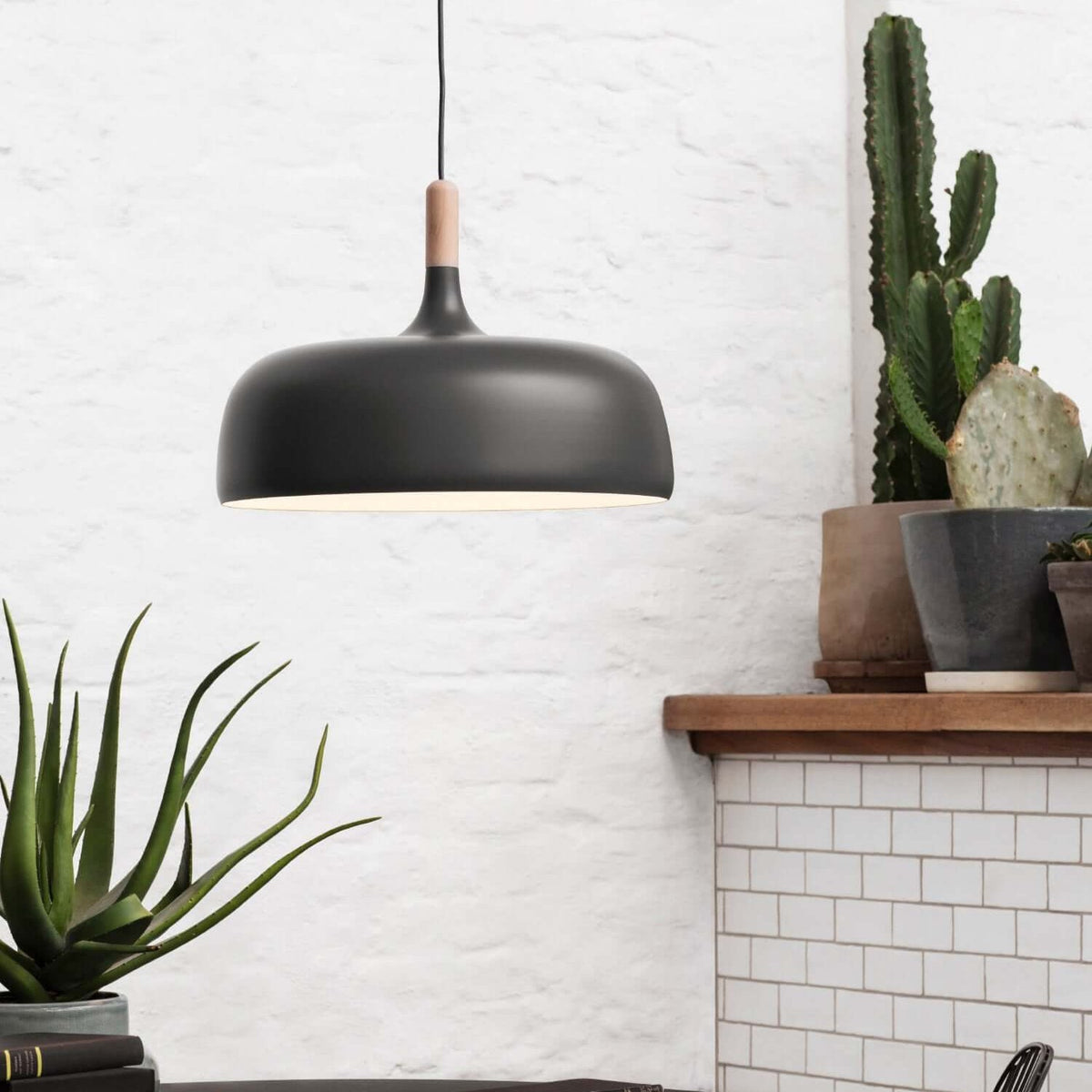 Nordic metal pendant light with wood detail by BROKLEN – view 16