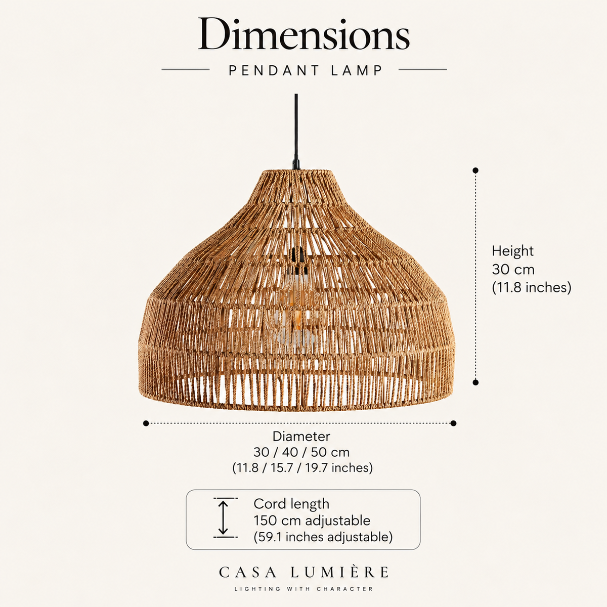 Boho rattan pendant light – woven bowl and cone ceiling light by BROKLEN – view 9