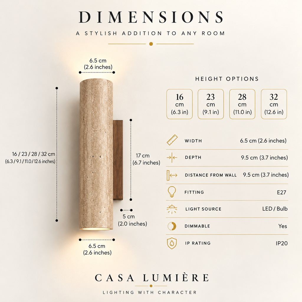 Travertine Up & Down Wall Light – Japandi Natural Stone Wall Sconce