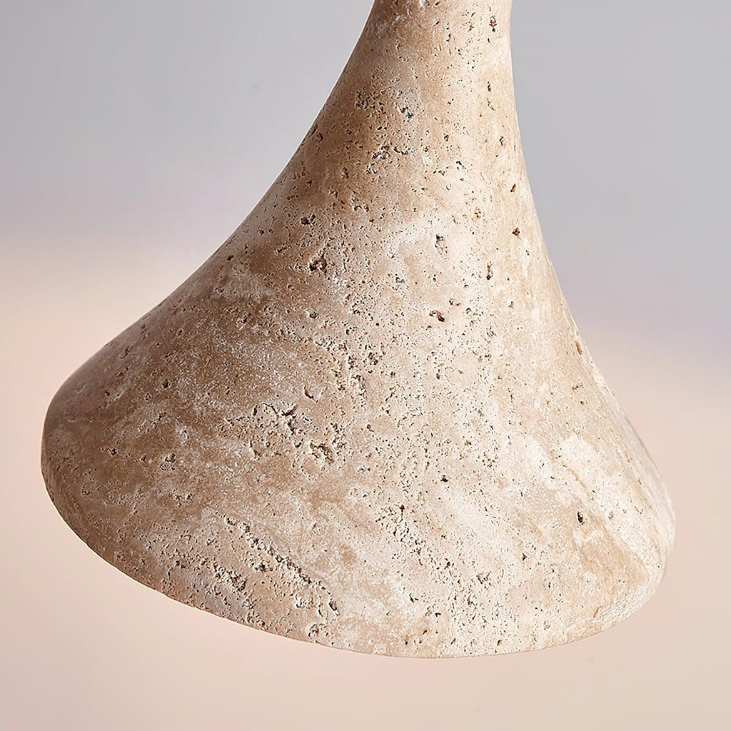 Japandi travertine and wood pendant light by BROKLEN – view 9