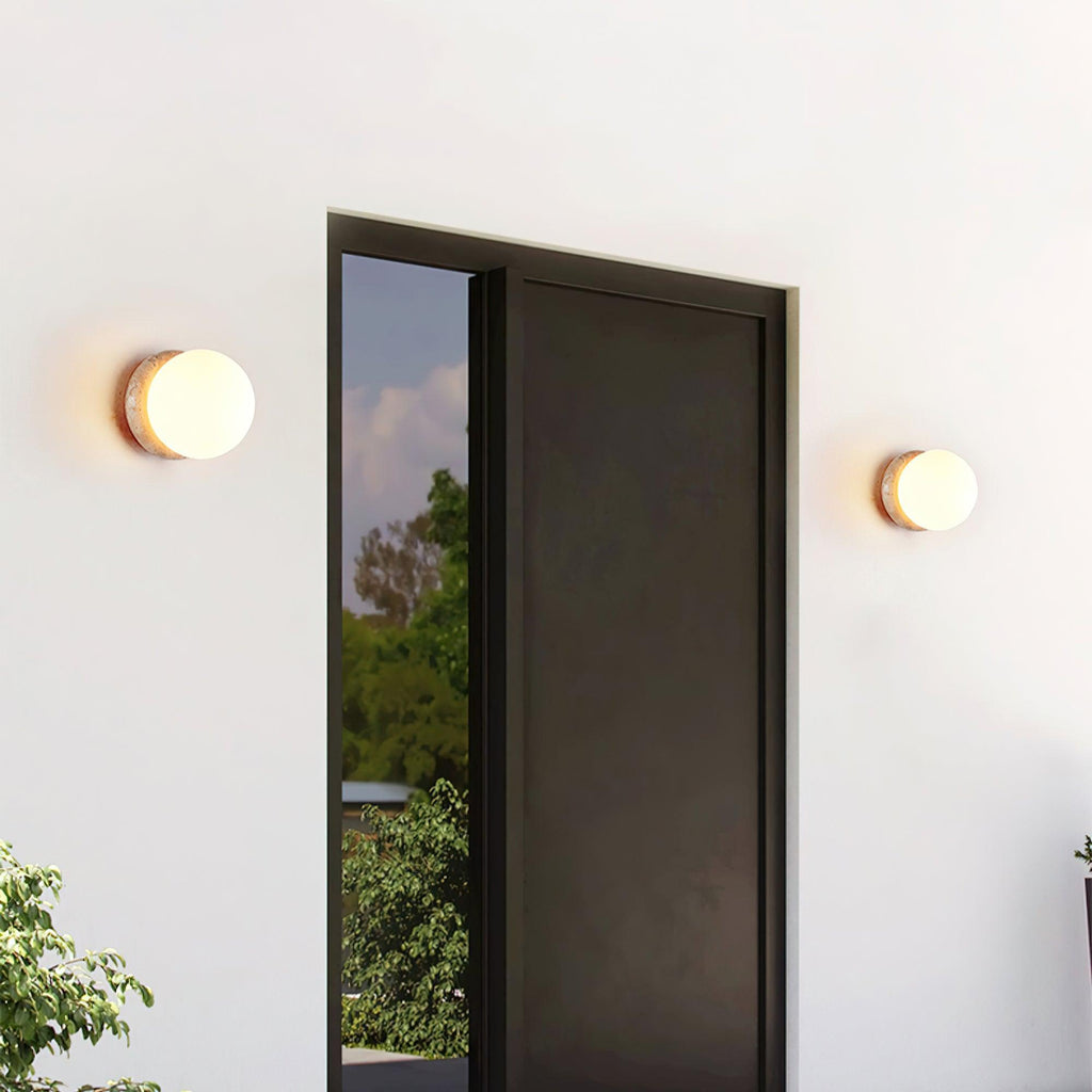 Japandi travertine stone-effect wall light by BROKLEN – view 5