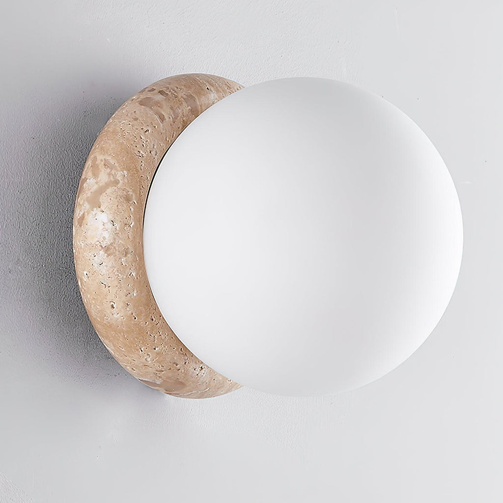 Japandi travertine stone-effect wall light by BROKLEN – view 6