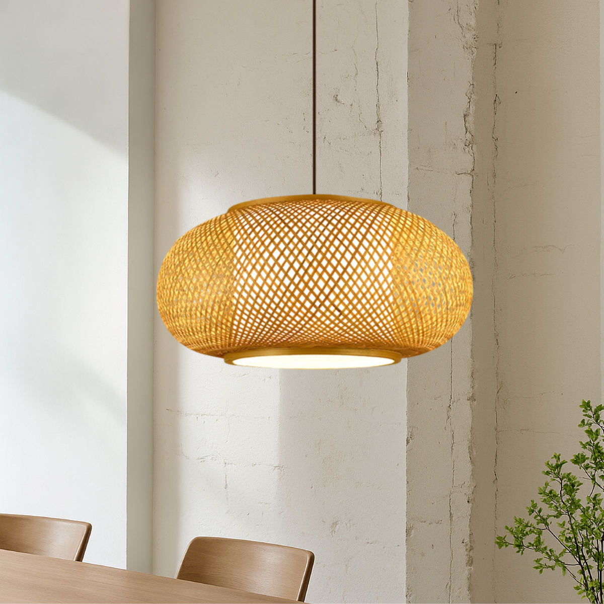 Japandi woven bamboo pendant light by BROKLEN – view 9