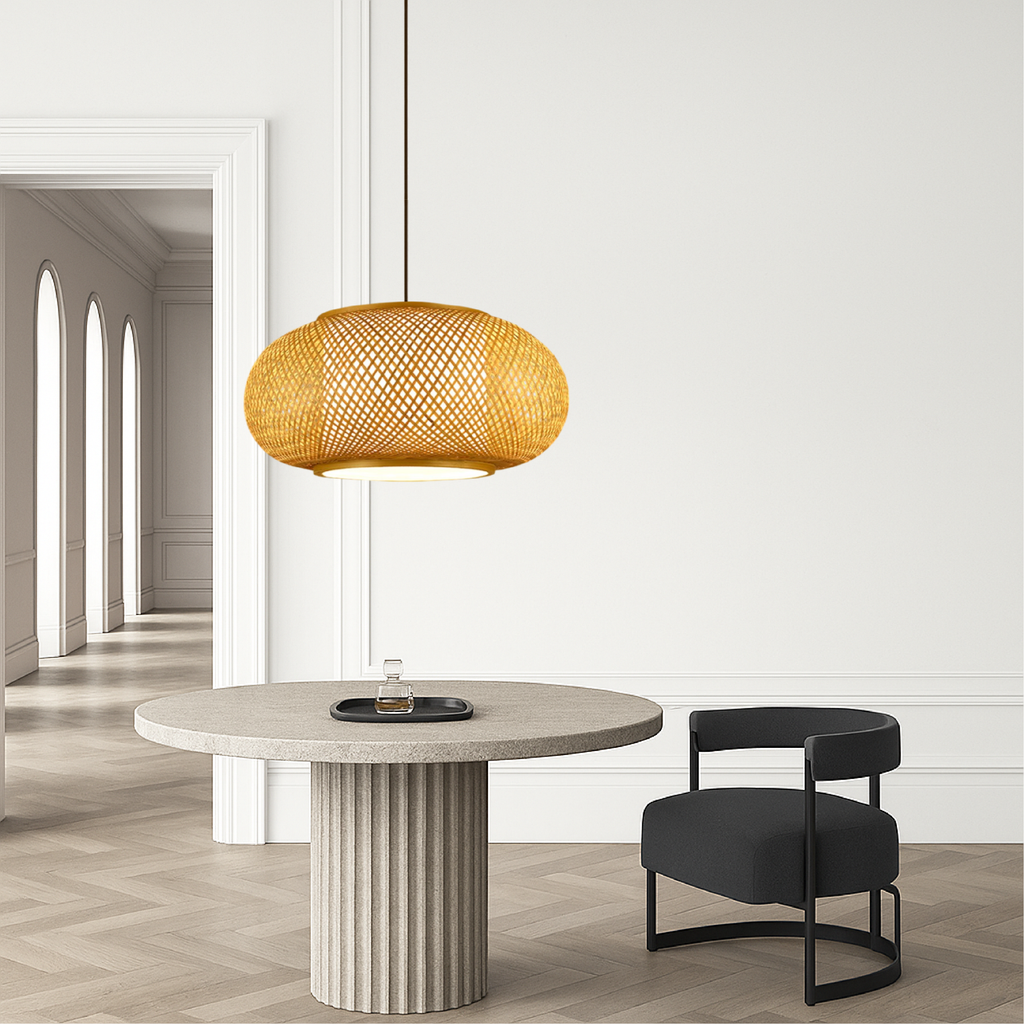Japandi woven bamboo pendant light by BROKLEN – view 7