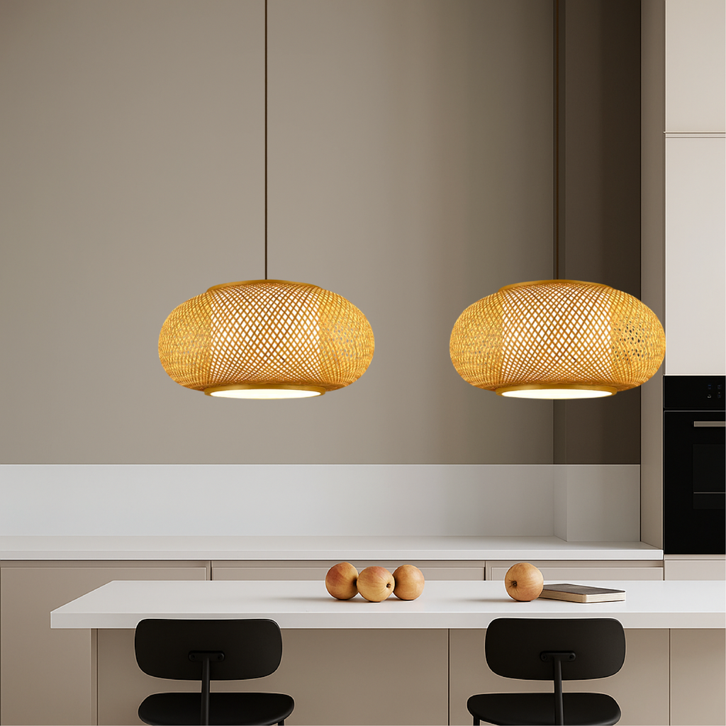 Japandi woven bamboo pendant light by BROKLEN – view 10