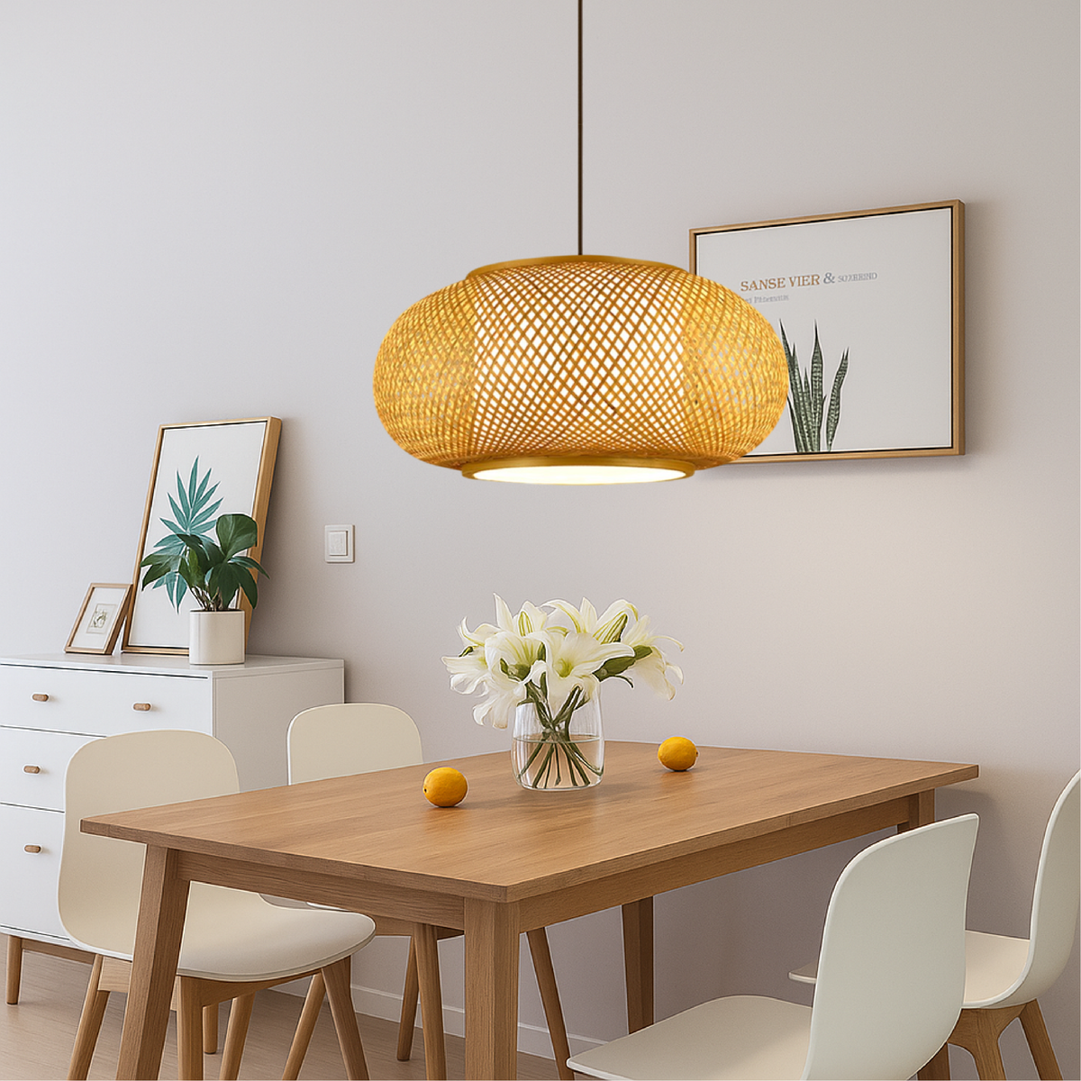 Japandi woven bamboo pendant light by BROKLEN – view 5
