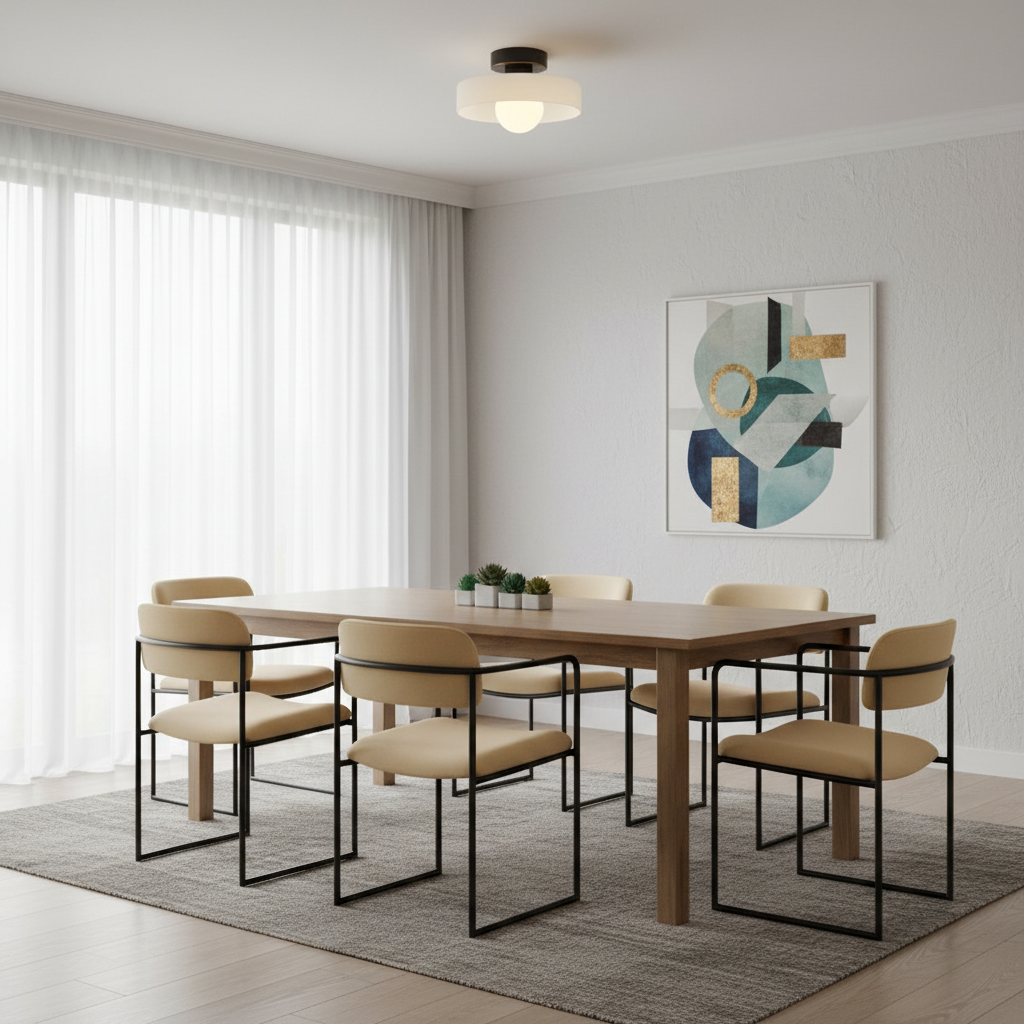 Bauhaus ceiling light with layered glass shade and globe by BROKLEN – view 12