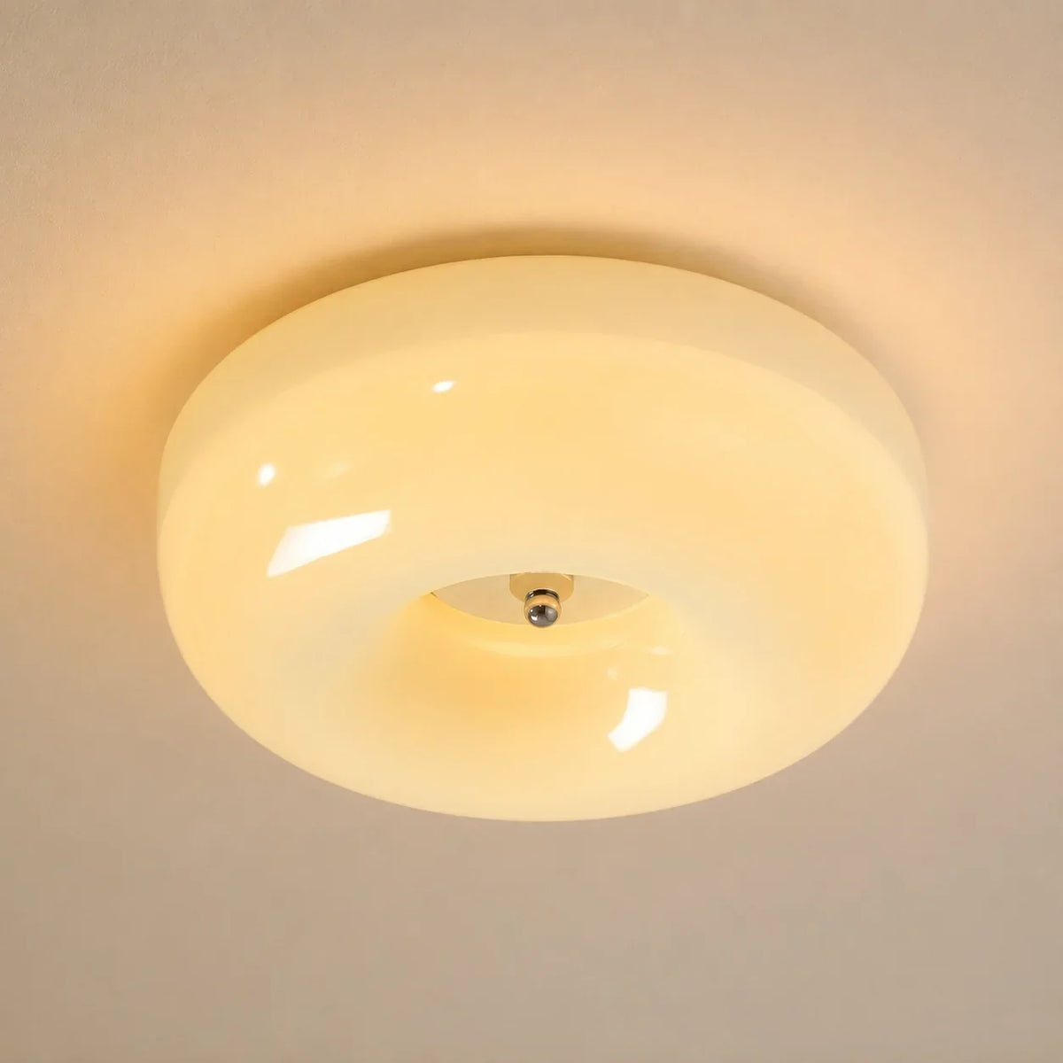Bauhaus milk white glass cream pudding ceiling light by BROKLEN – view 13