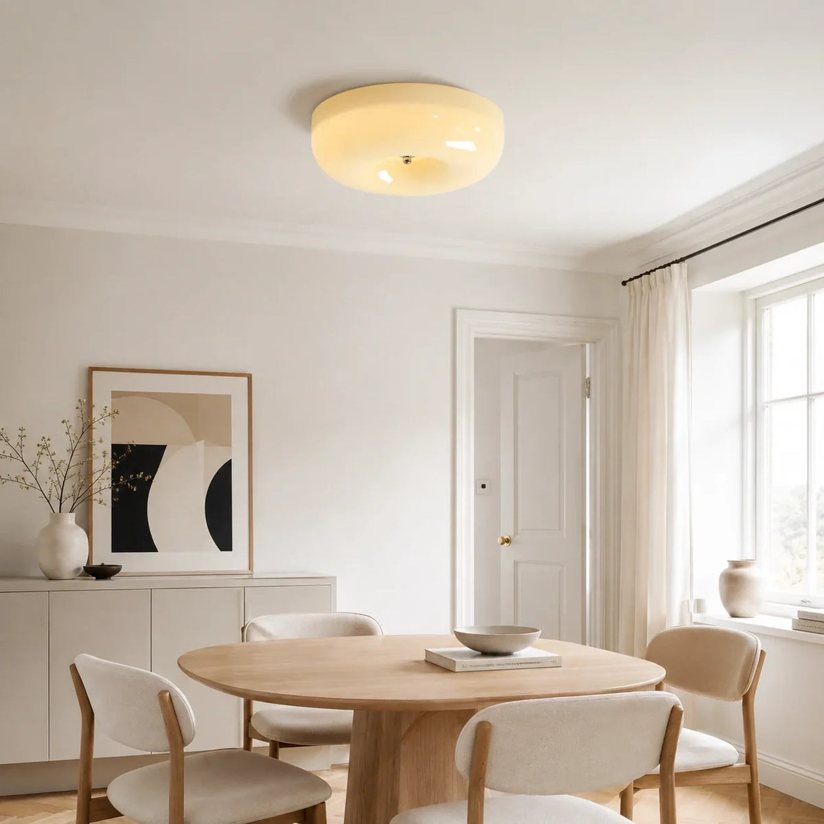 Bauhaus milk white glass cream pudding ceiling light by BROKLEN – view 5