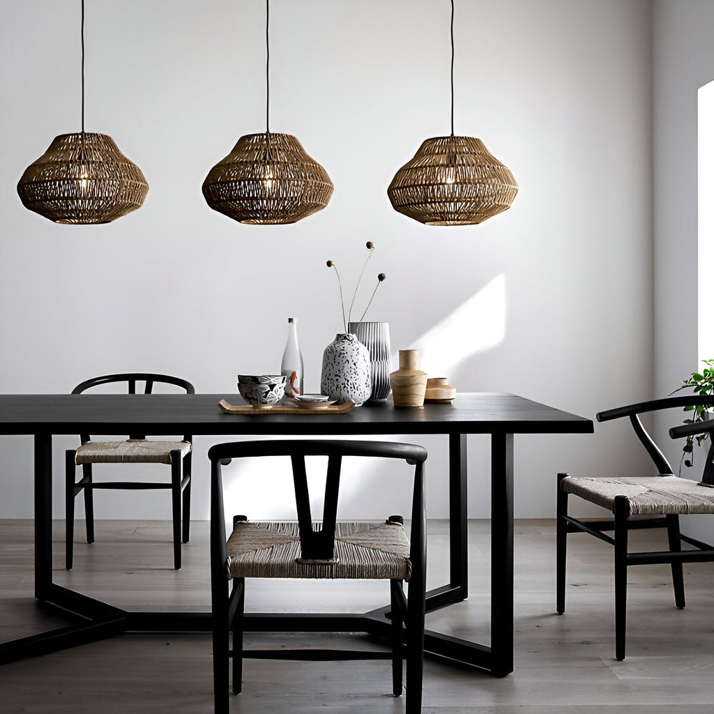 Boho rattan pendant light – woven bowl and cone ceiling light by BROKLEN – view 4