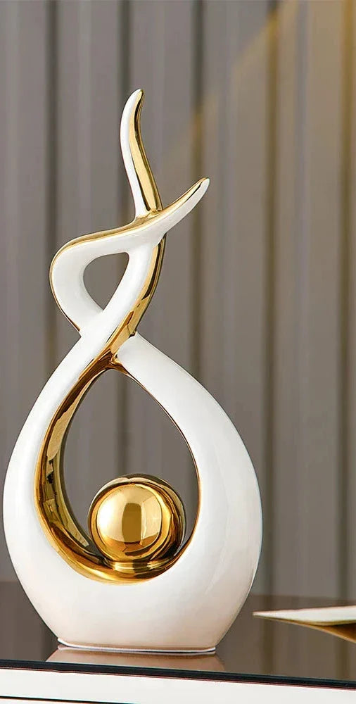 Abstract open form ceramic sculpture with gold centre by BROKLEN – view 17