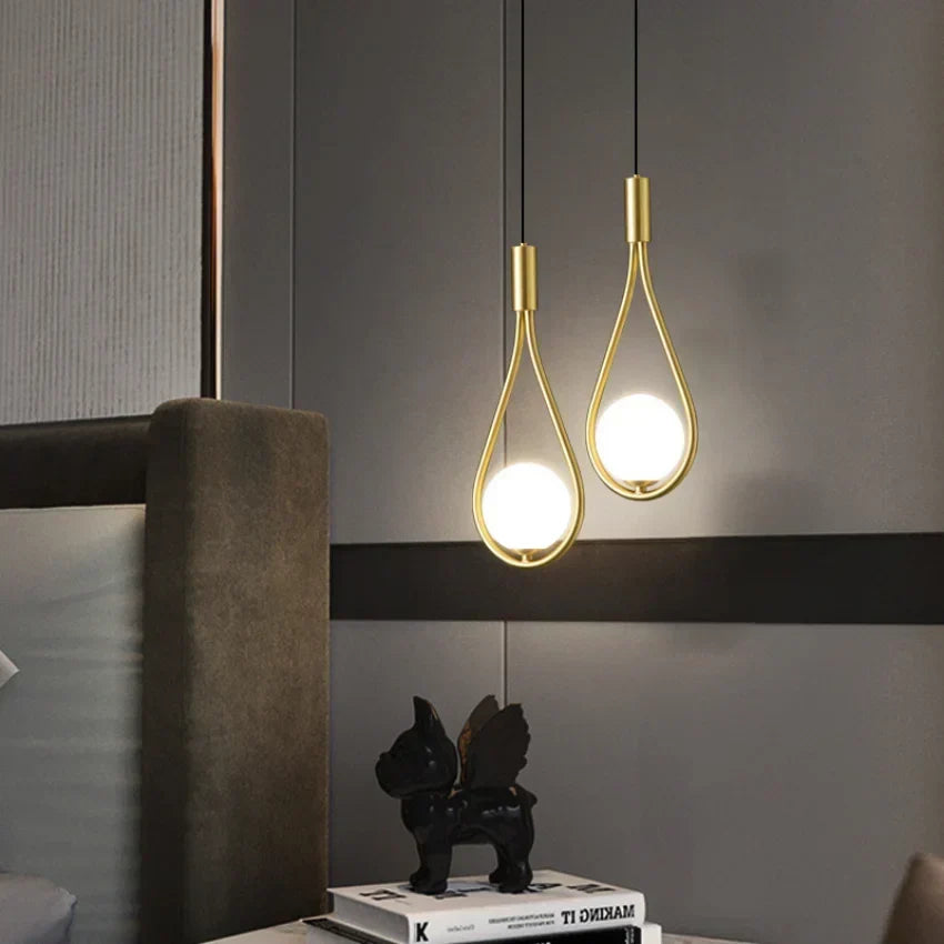 Contemporary minimalist LED pendant light in black and gold by BROKLEN – view 4
