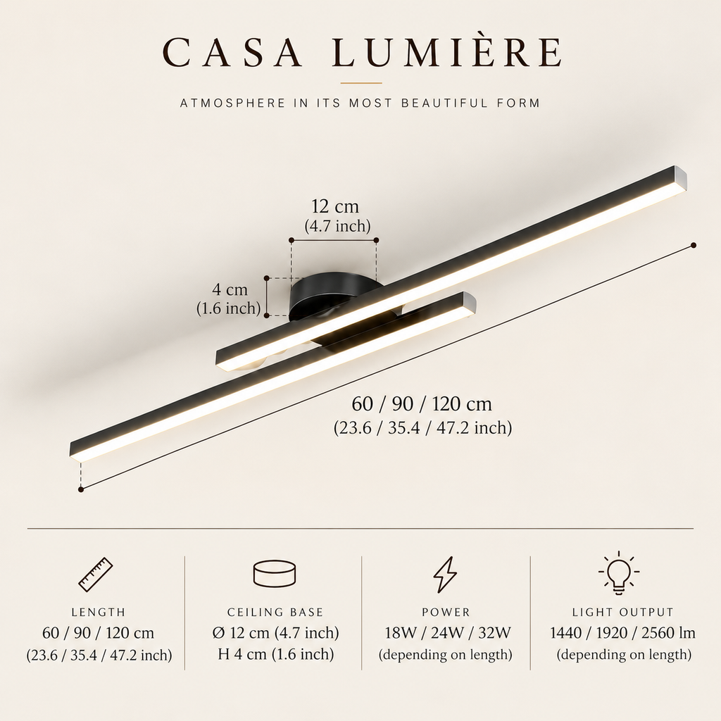 Linear LED flush ceiling light black white gold – view 10