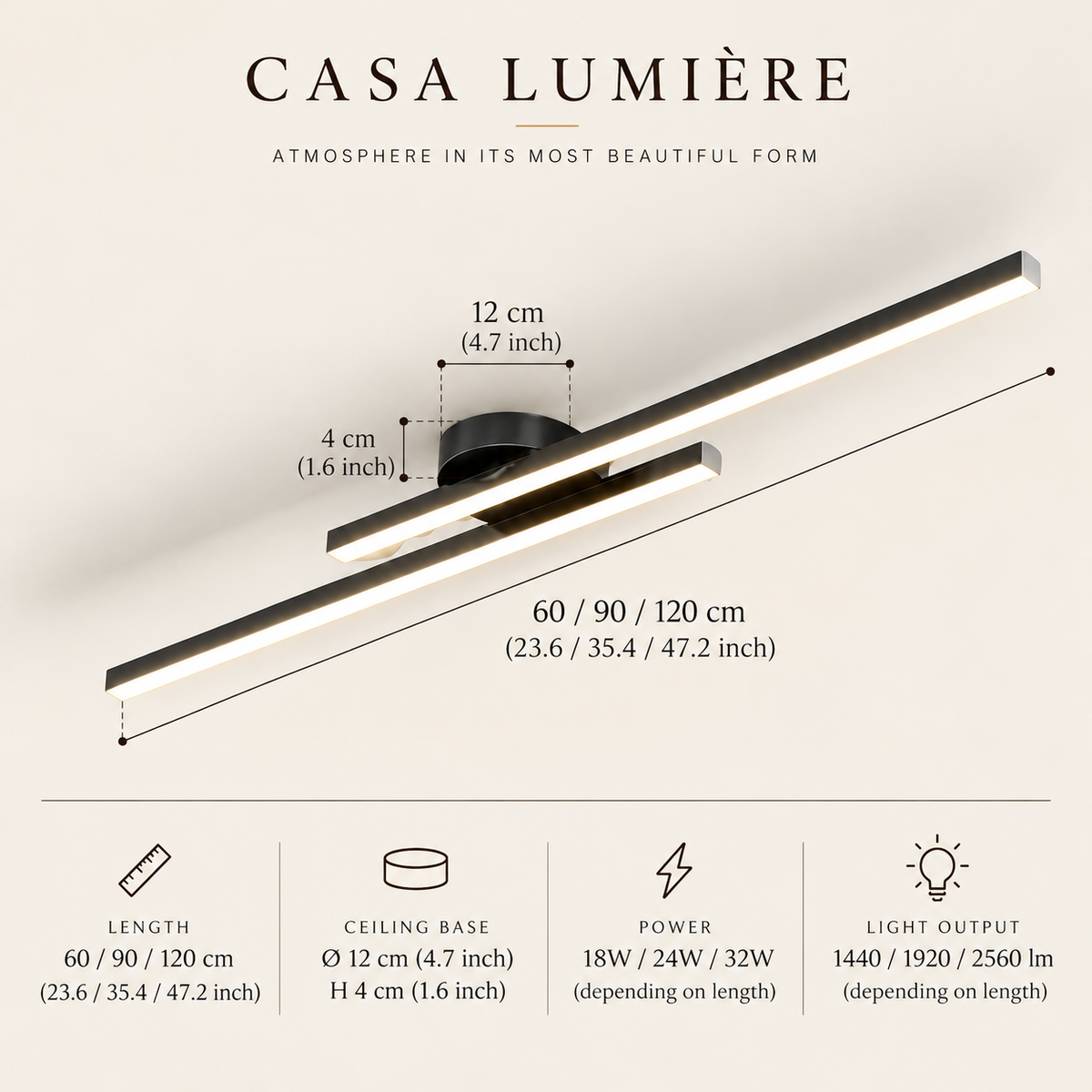 Linear LED flush ceiling light black white gold – view 10