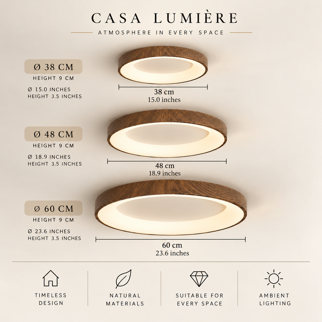 Wood-grain flush mount LED ceiling light – view 8