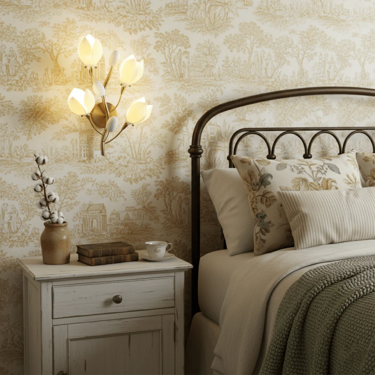 Modern handcrafted ceramic flower wall lamp by BROKLEN – view 2