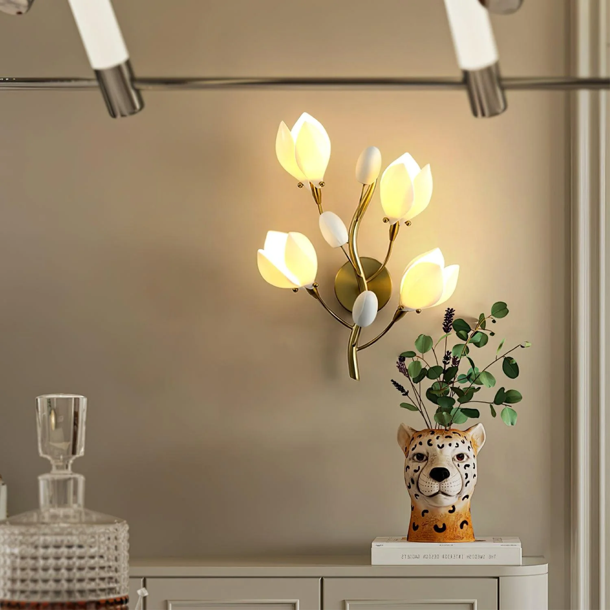 Modern handcrafted ceramic flower wall lamp by BROKLEN – view 6