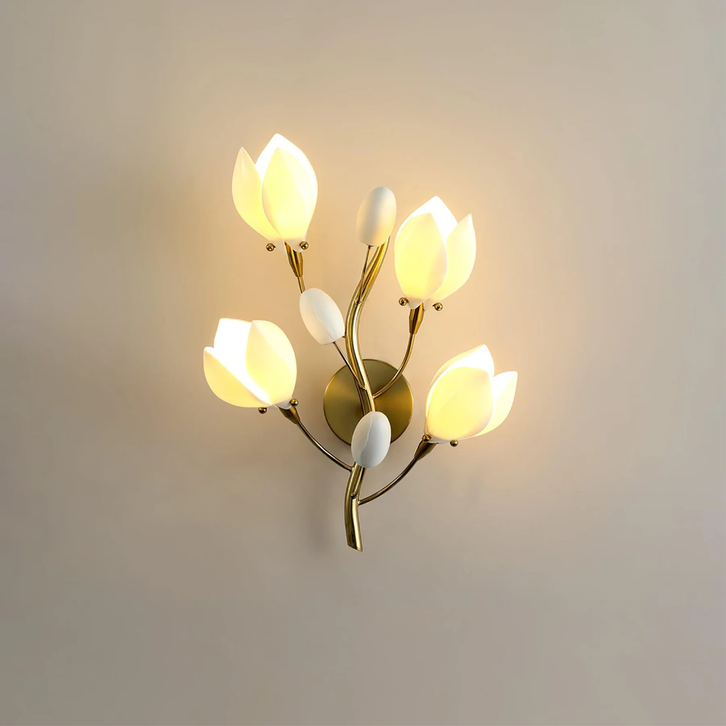 Modern handcrafted ceramic flower wall lamp by BROKLEN – view 8