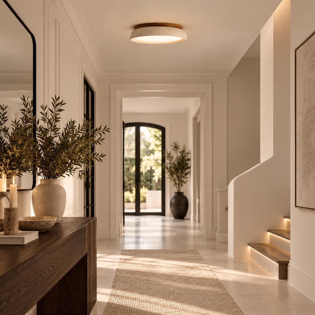 Travertine LED ceiling light – Japandi flush mount by BROKLEN – view 2
