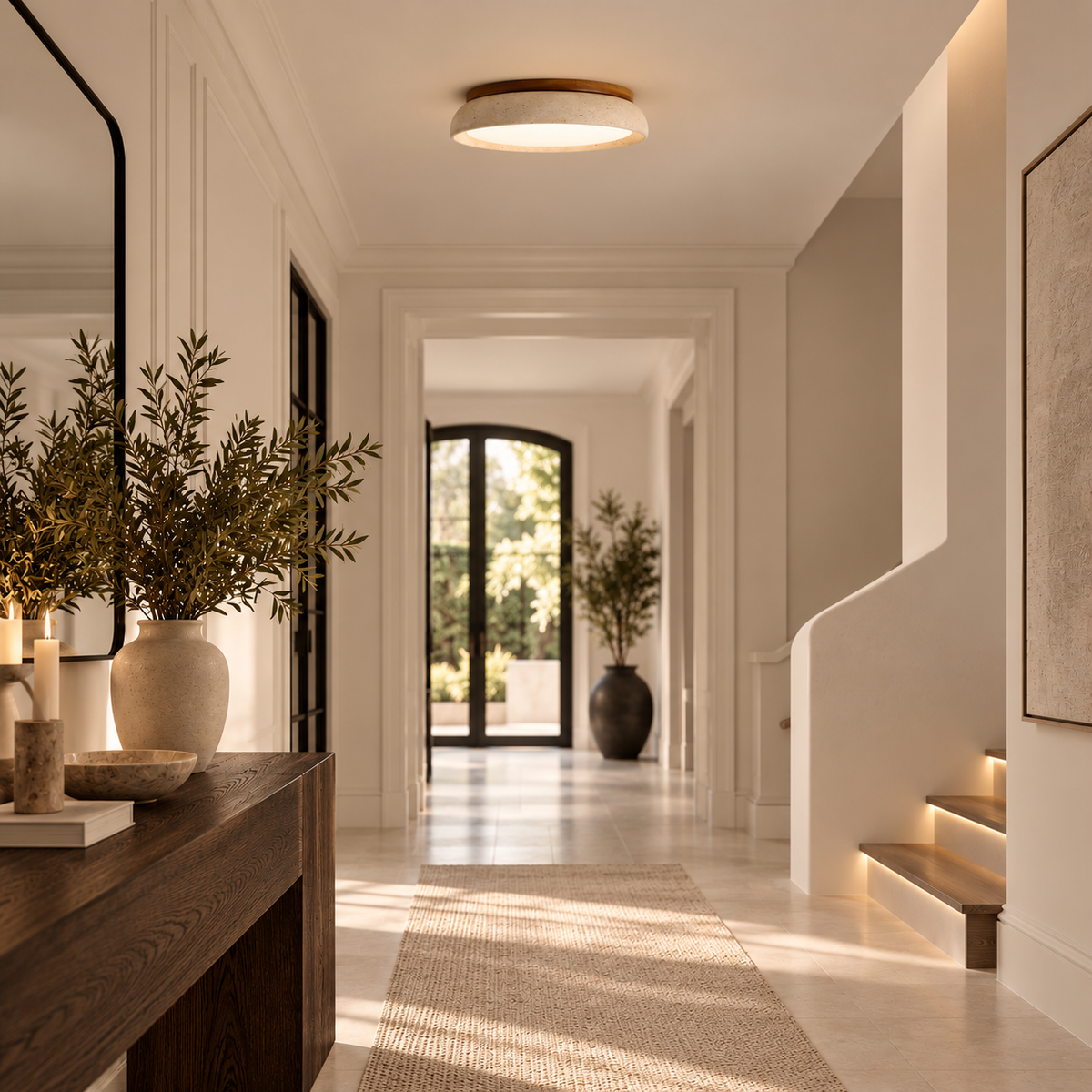 Travertine LED ceiling light – Japandi flush mount by BROKLEN – view 2