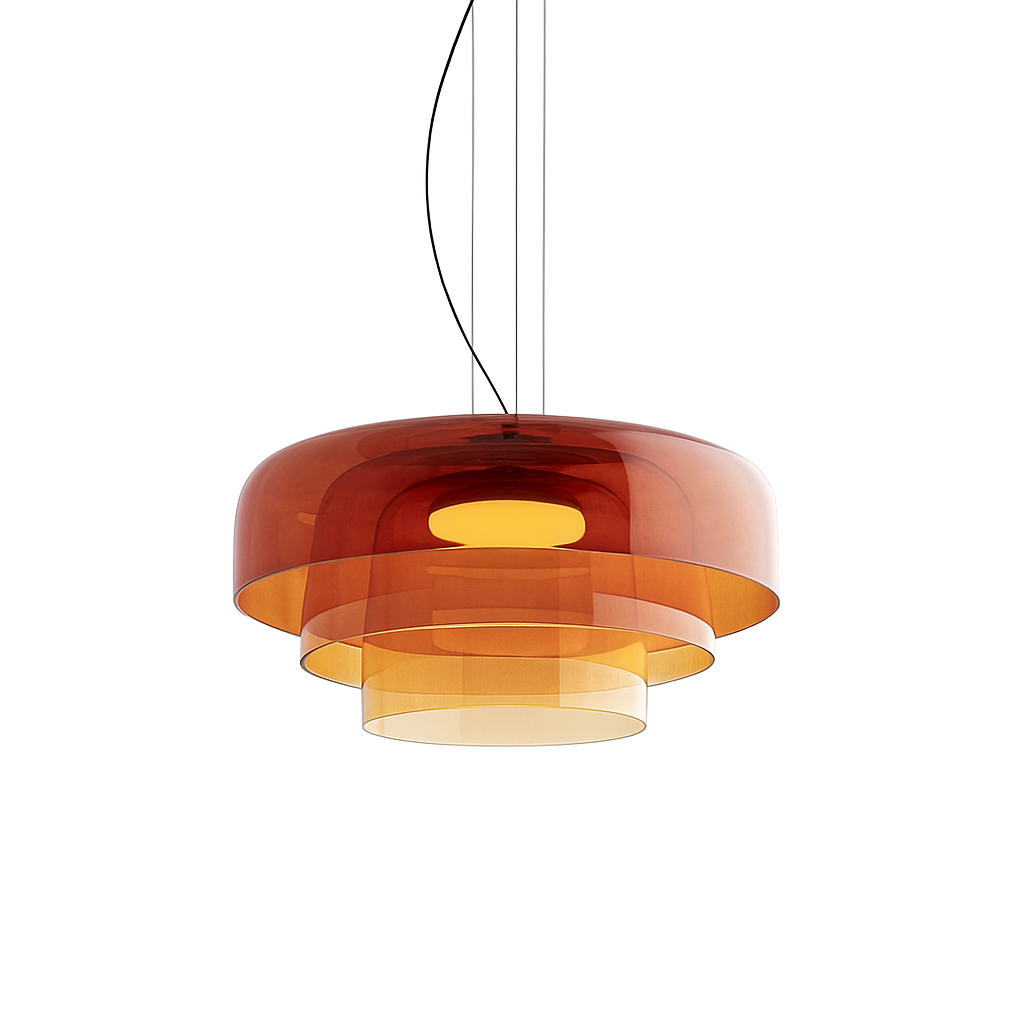 Layered stacked glass pendant light in green, amber and smoke by BROKLEN – view 8