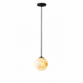 Japandi alabaster globe pendant light with brass fitting by BROKLEN