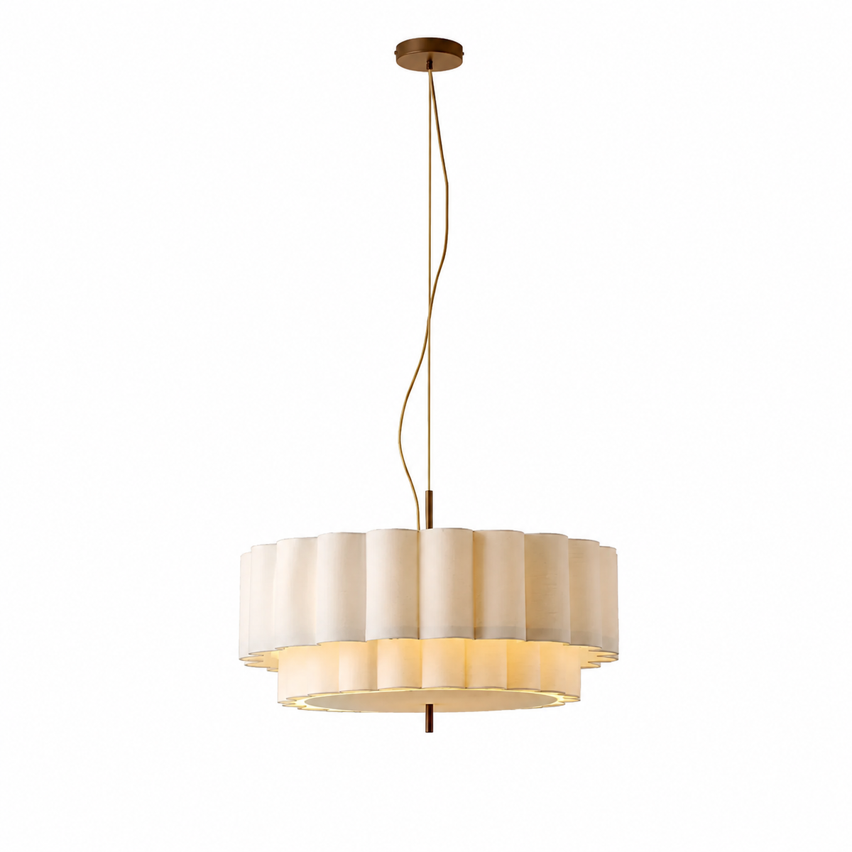 Boho ripple pendant light – white layered sculptural ceiling light 55cm by BROKLEN