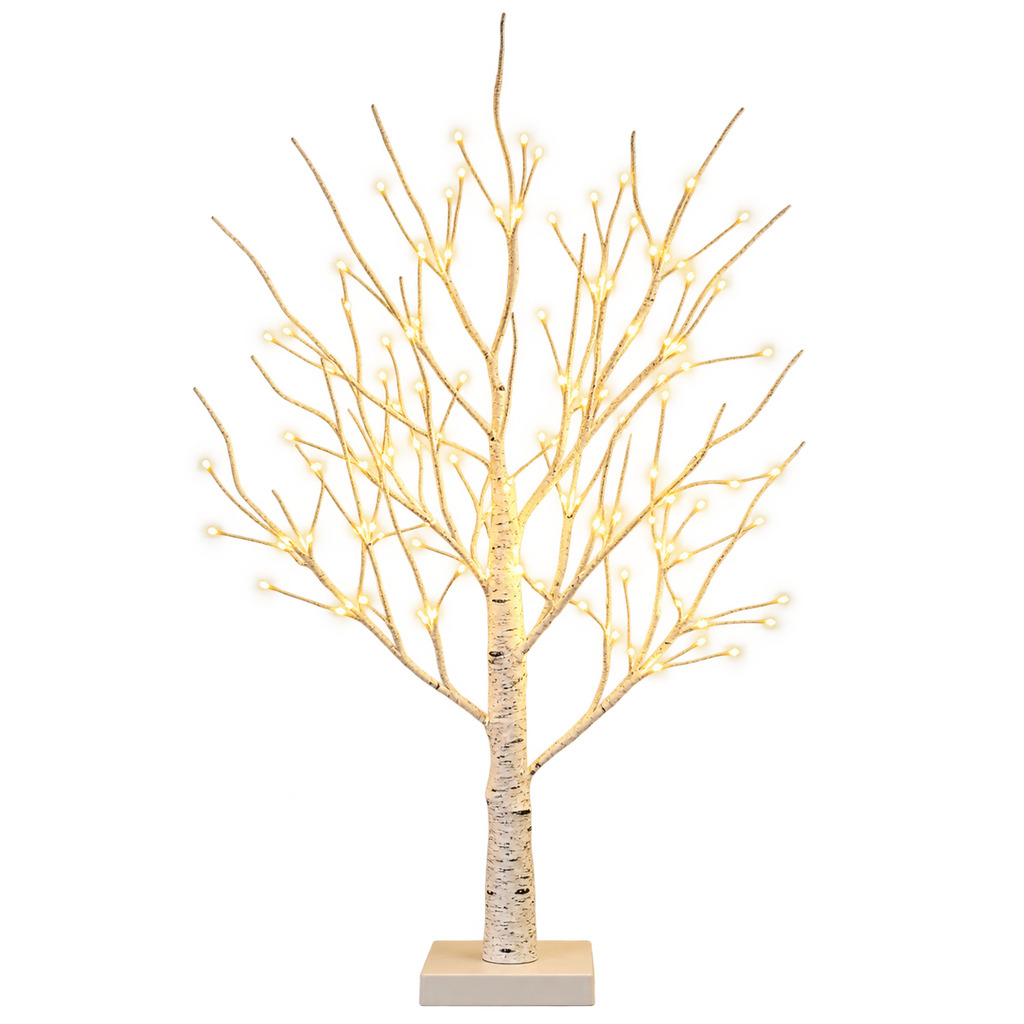 55cm light-up white birch tree with warm LEDs