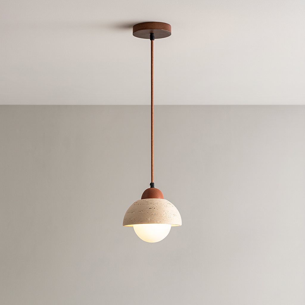Modern mushroom stone pendant light by BROKLEN – view 3