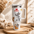 Classic Cat & Mouse Adventure Tumbler - white cartoon tumbler, front view