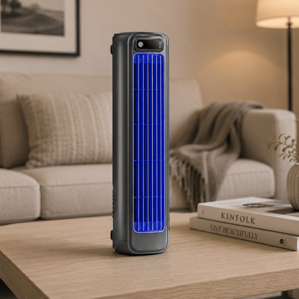 Compact cordless rechargeable desktop air circulator fan by BROKLEN