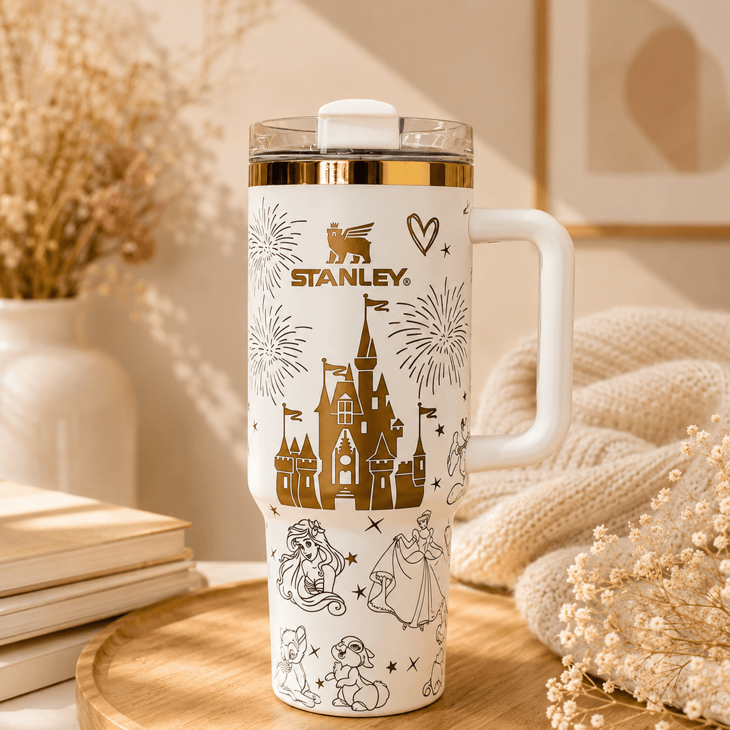 Enchanted Castle Tumbler - fairy-tale castle insulated tumbler, front view