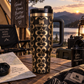Mocha Gold Adventure Tumbler - mocha brown gold geometric insulated tumbler