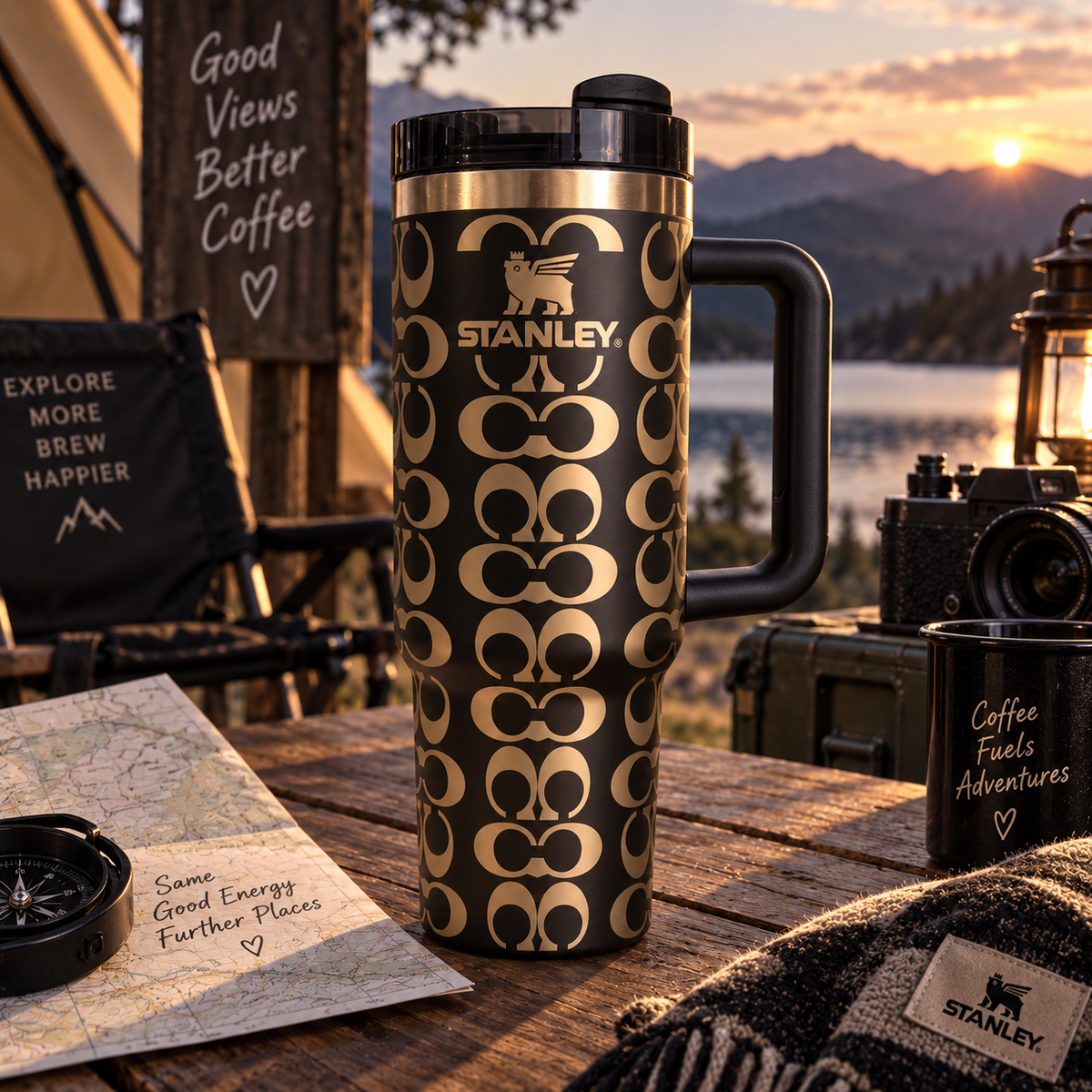 Mocha Gold Adventure Tumbler - mocha brown gold geometric insulated tumbler