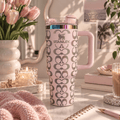 Blush Pink Luxe Tumbler - blush pink iridescent insulated tumbler