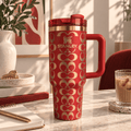 Ruby Gold Signature Tumbler - red and gold patterned insulated tumbler