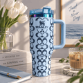Sky Blue Signature Tumbler - sky blue geometric insulated tumbler