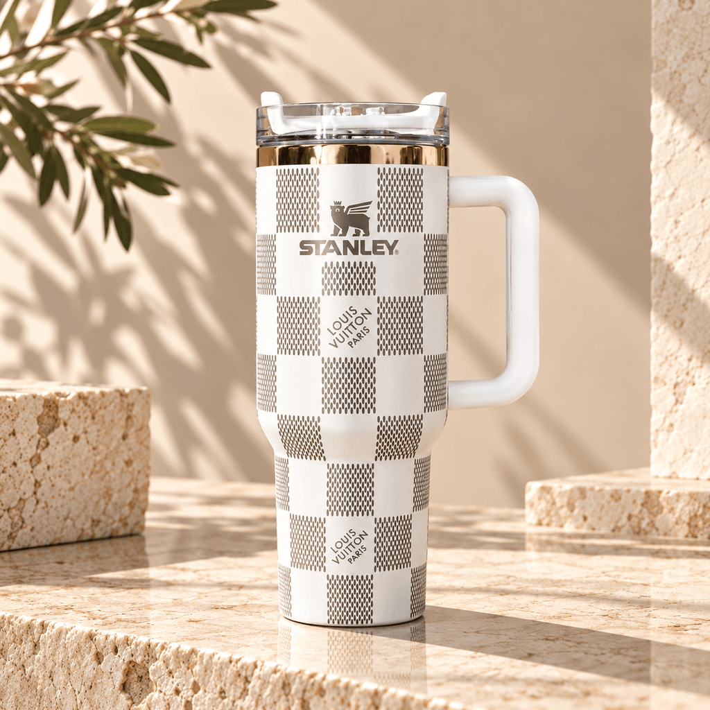 Midnight Gold Checkered 40oz Tumbler - checkered tumbler, view 2