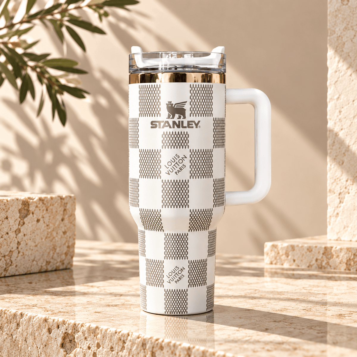 Midnight Gold Checkered 40oz Tumbler - checkered tumbler, view 2