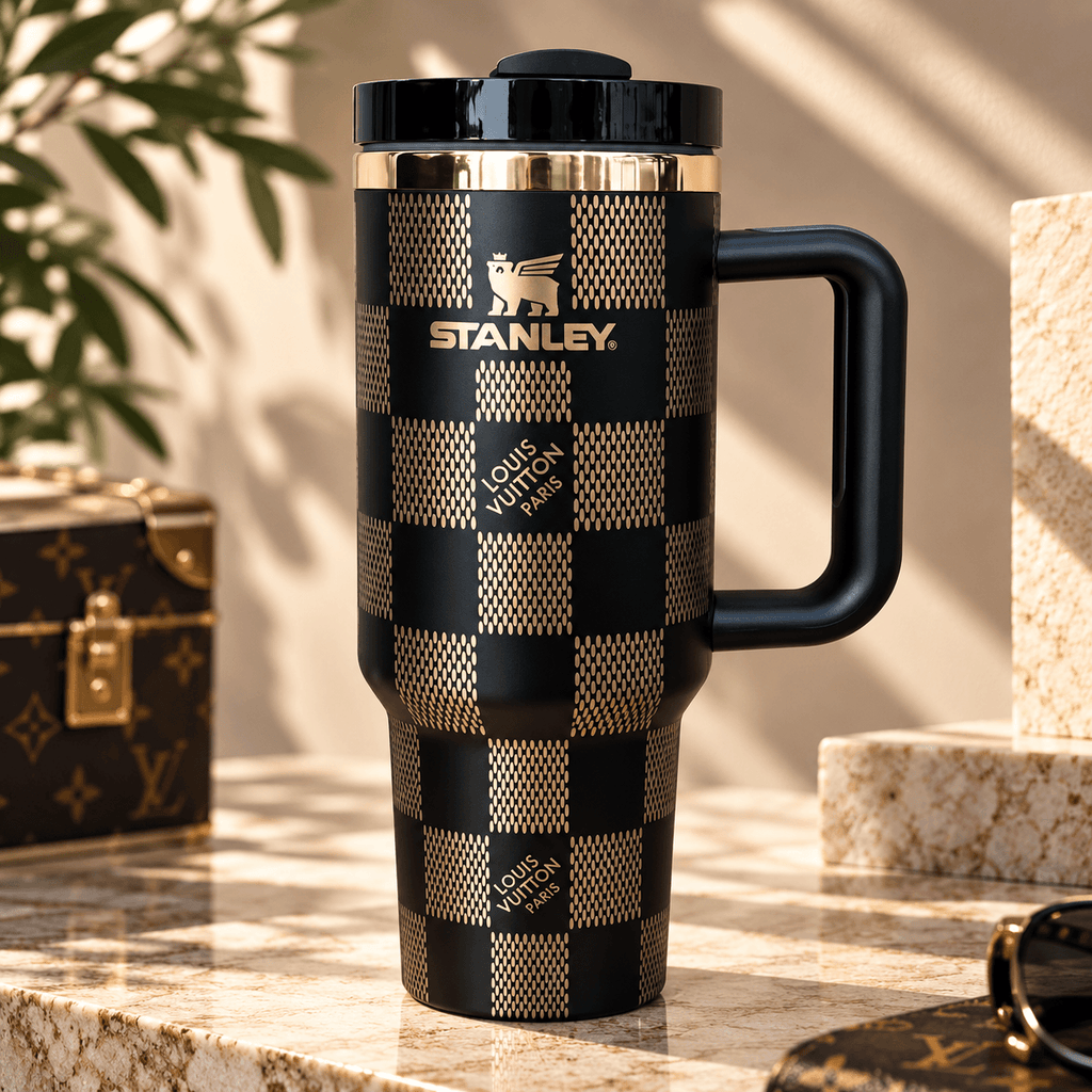 Midnight Gold Checkered 40oz Tumbler - checkered tumbler, view 3