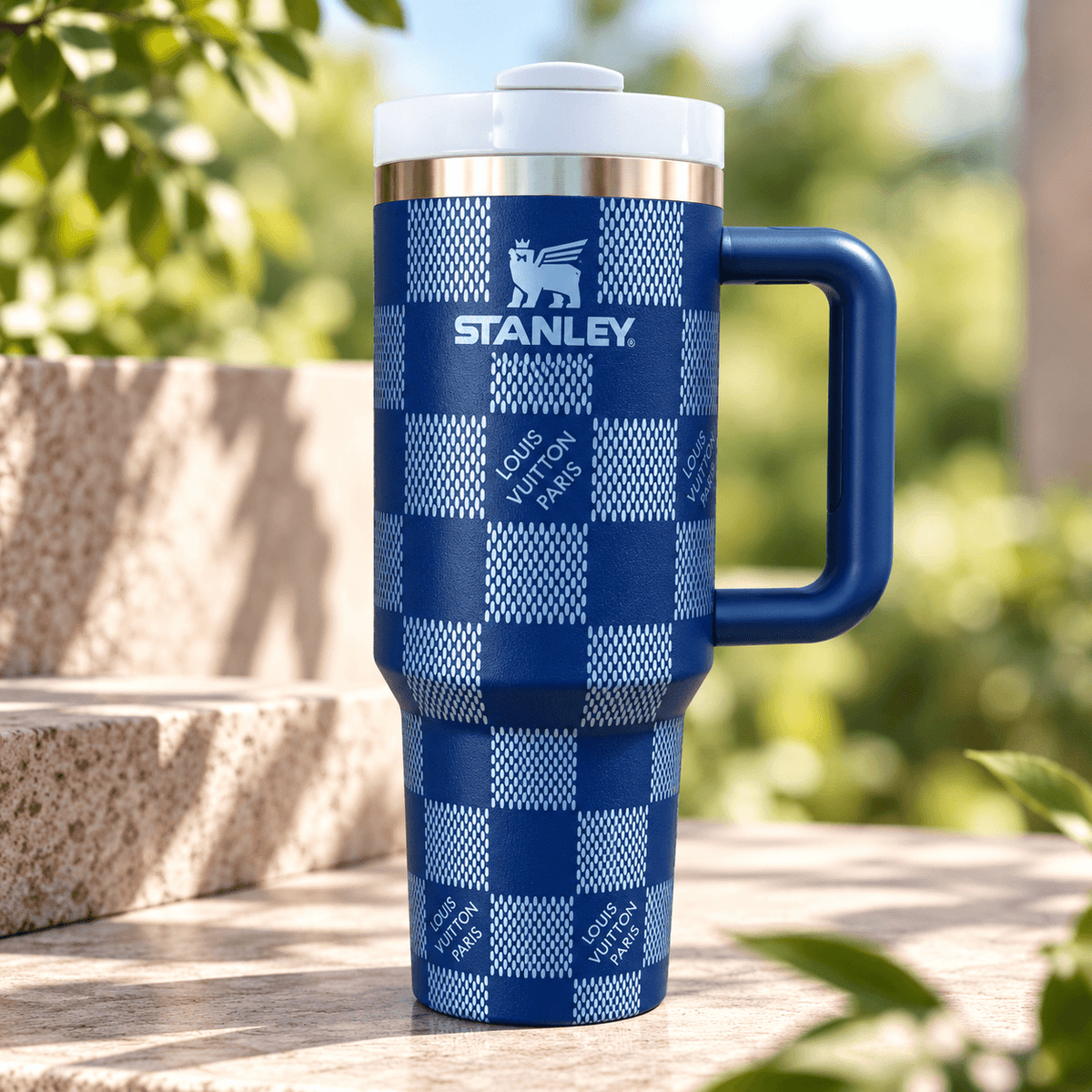 Midnight Gold Checkered 40oz Tumbler - checkered tumbler, view 4