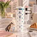Colorful White Statement Tumbler - white multicolour patterned insulated tumbler