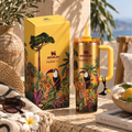 Tropical Paradise Tumbler - gold toucan and botanical insulated tumbler with straw