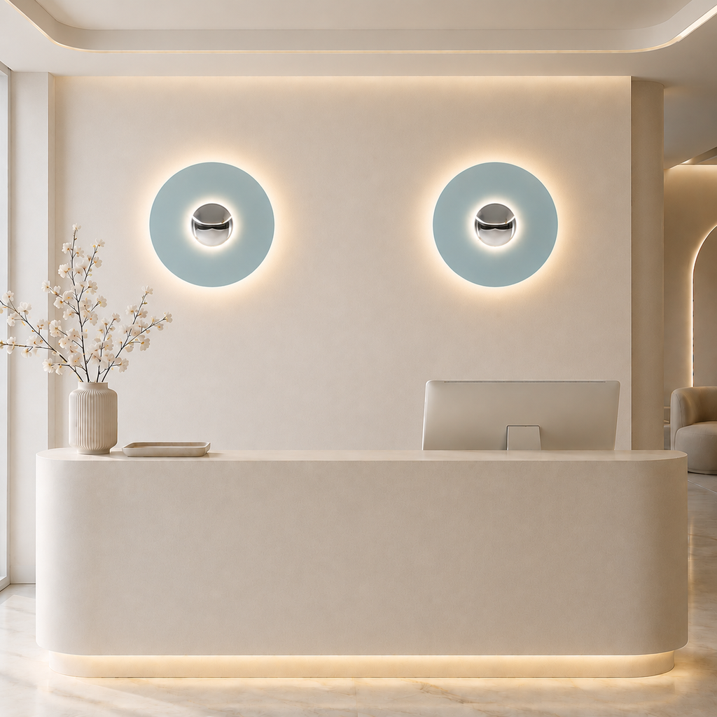 Round Metal Retro Wall Light – Indirect Disc Wall Sconce