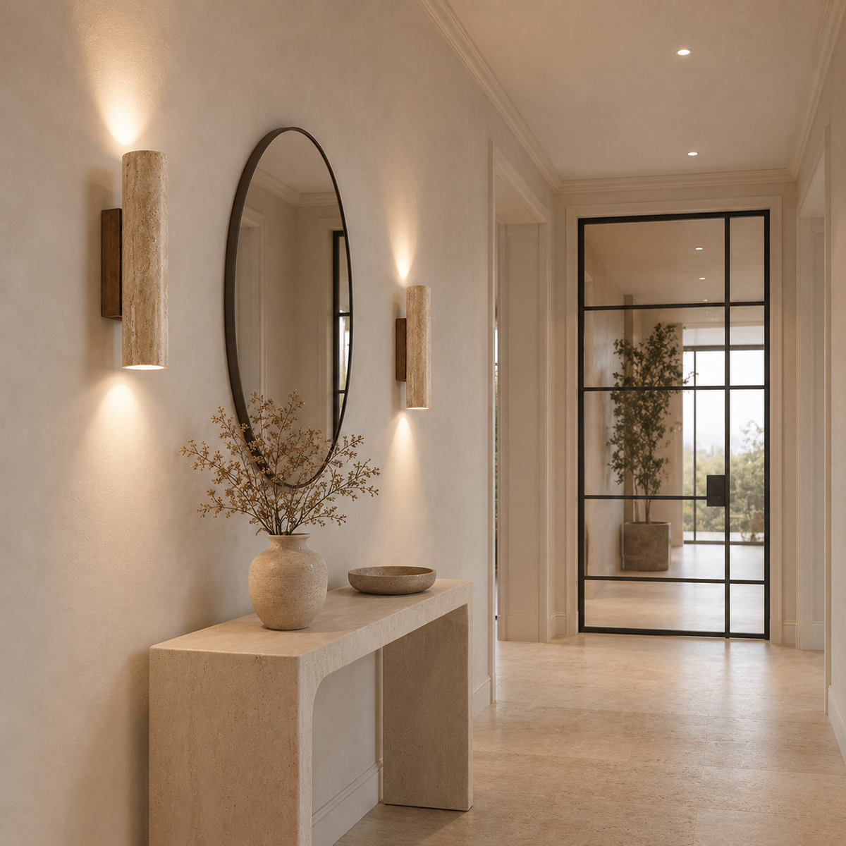 Natural stone travertine wall sconce – view 5